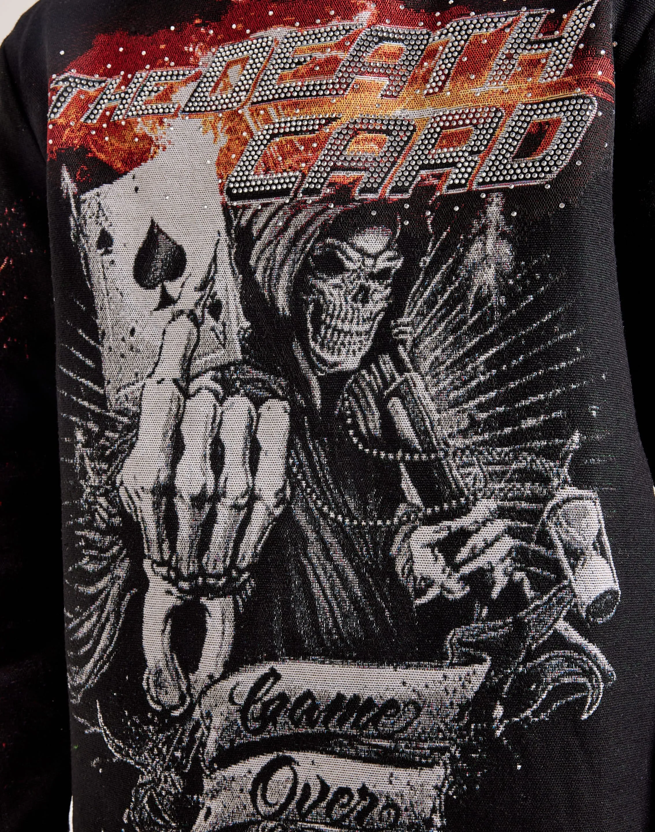 Eco Core LowMaintenance Material Majestik Death Card Rhinestone Tapestry Hoodie