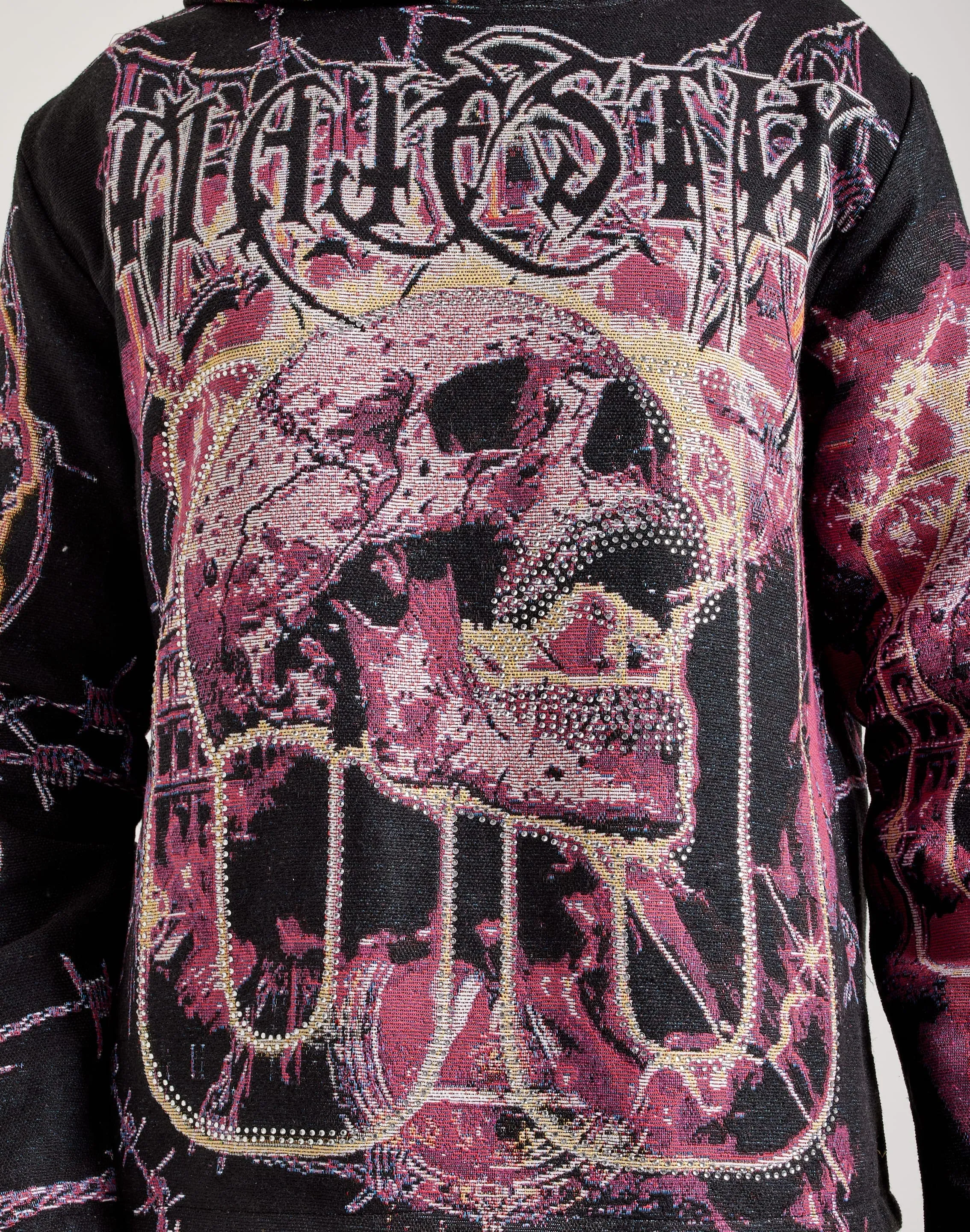 African Bold FadeResistant Majestik Fearless Skull Tapestry Hoodie