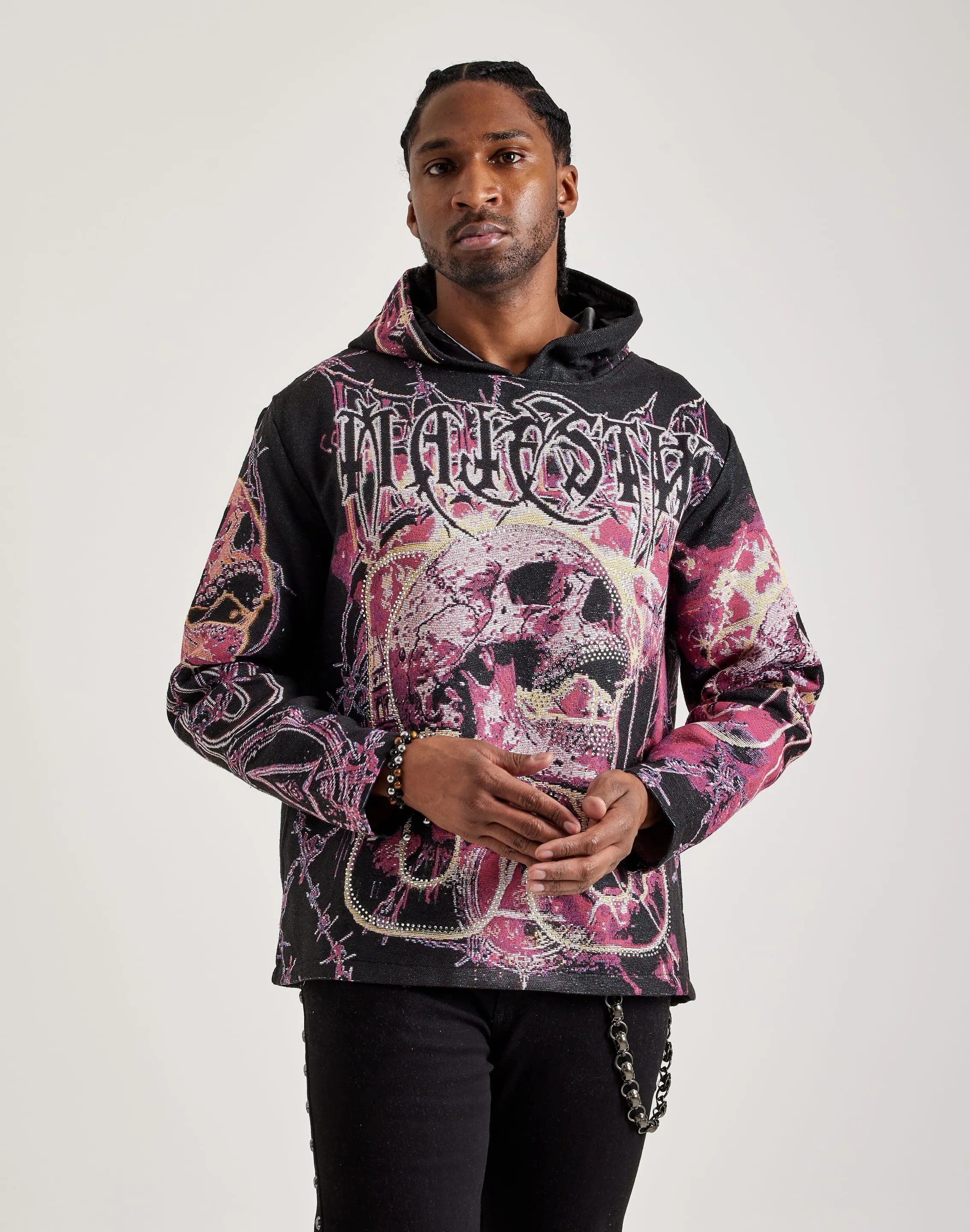 Majestik Fearless Skull Tapestry Hoodie Layer Safe Weather Guard
