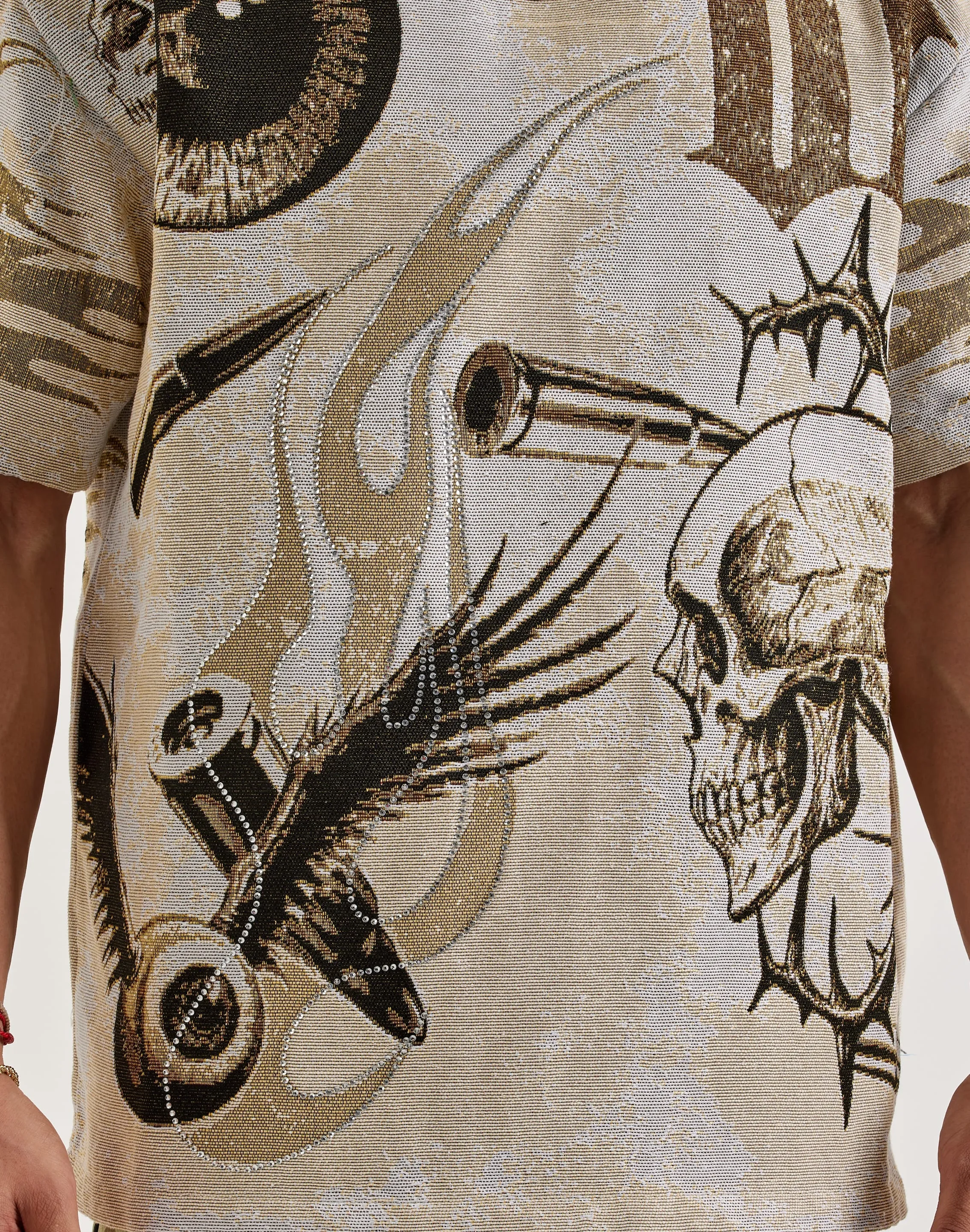 Tailored Fit Zoom Proper Majestik Flame Skull Tapestry Tee