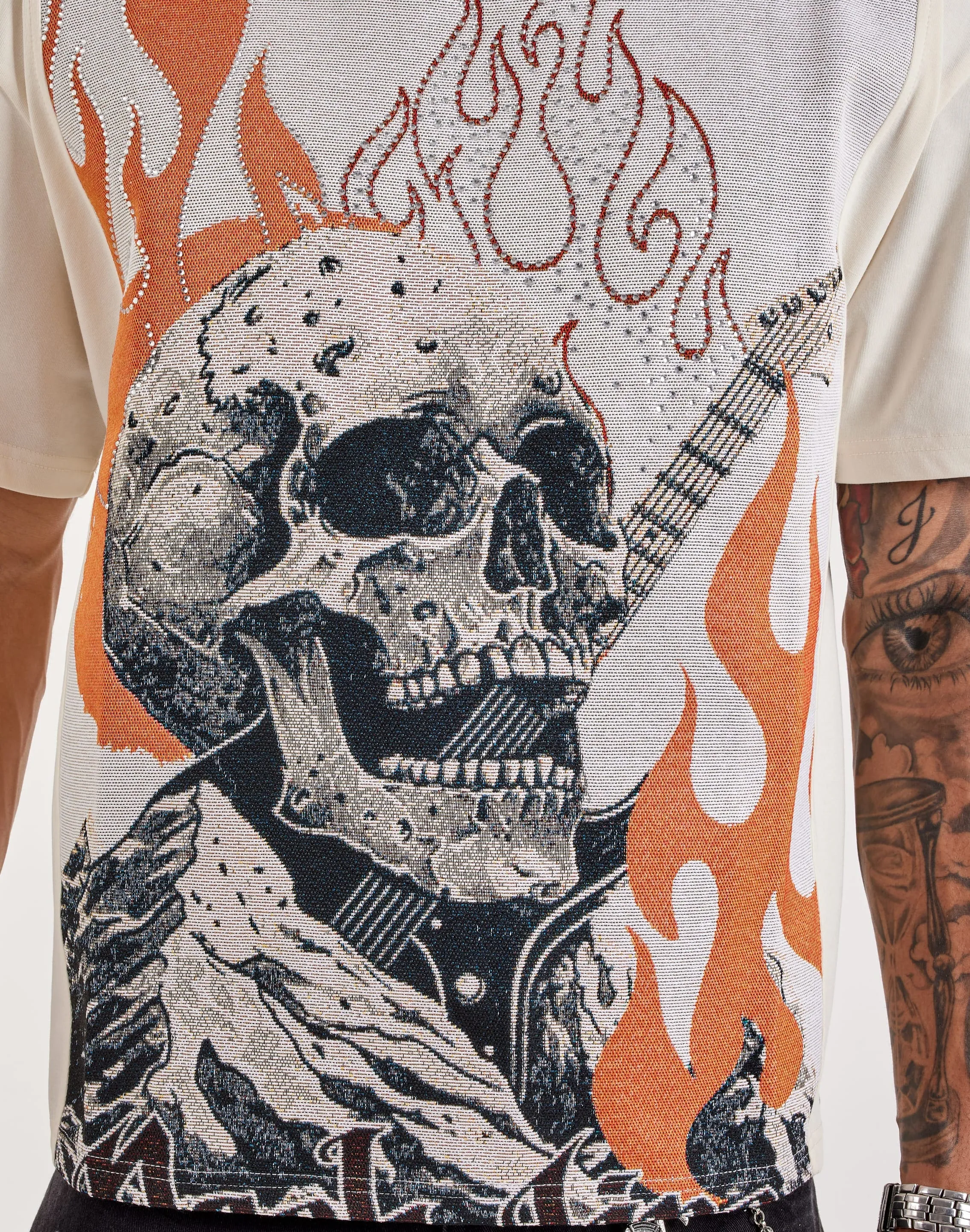 Majestik Flames Tapestry Tee Adjustable Straps Smart Glow