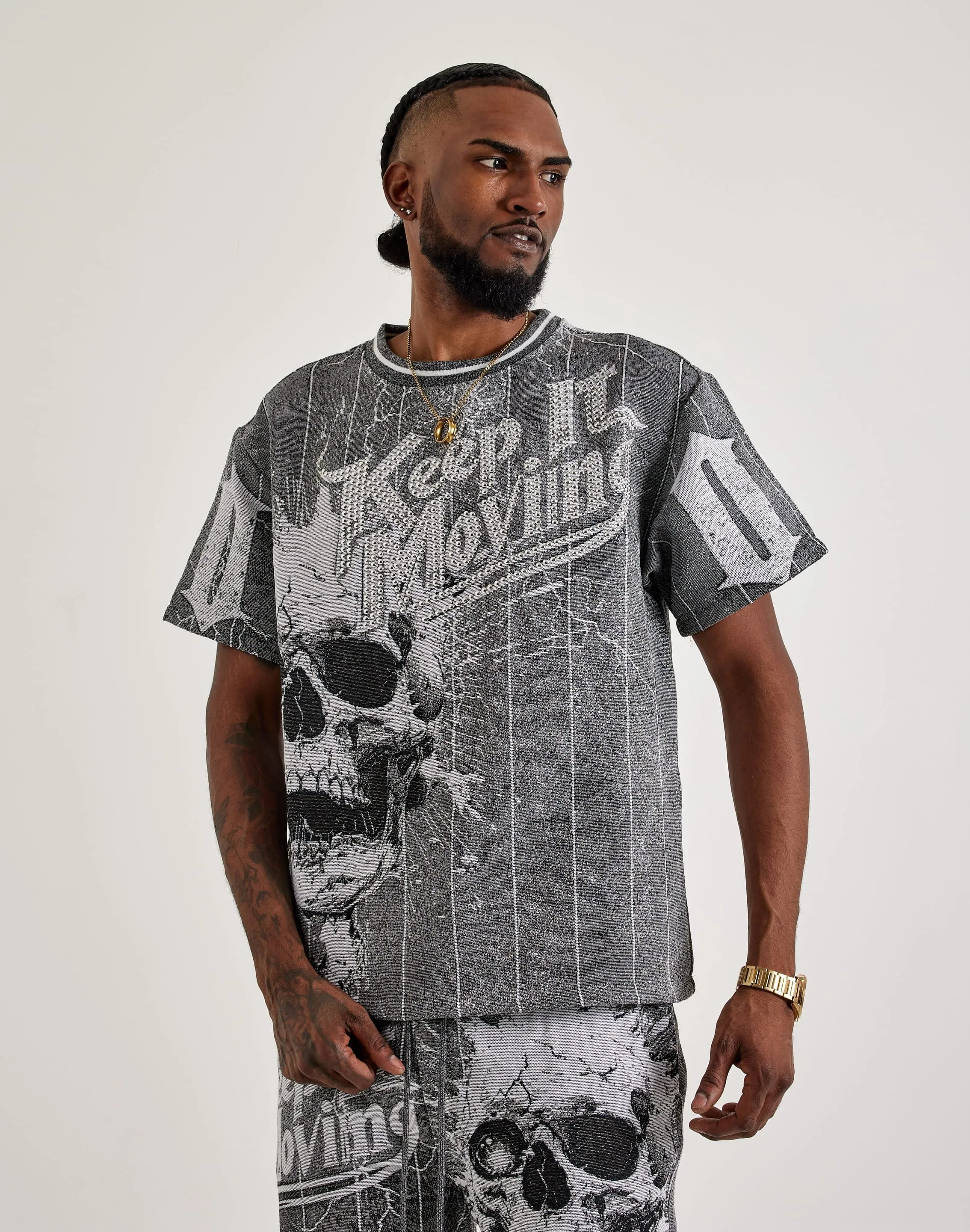 Majestik Keep It Moving Tapestry Tee Ice Fit