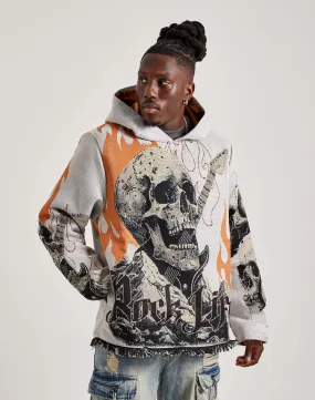 Breathable Material Majestik Rock Life Tapestry Hoodie