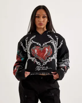 Red Flash Majestik Skeleton Tapestry Cropped Hoodie