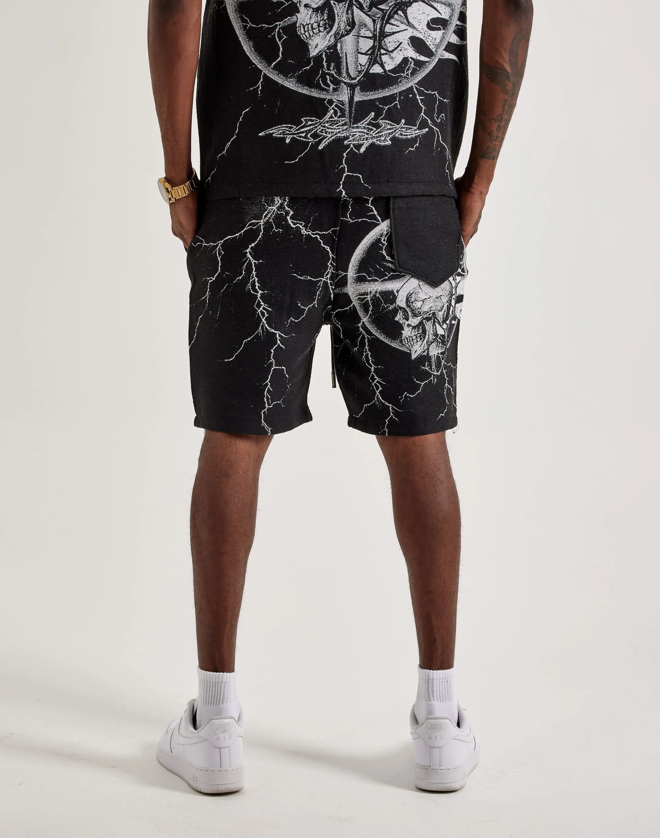 HighDensityWeave City Soul Majestik Skull Tapestry Shorts