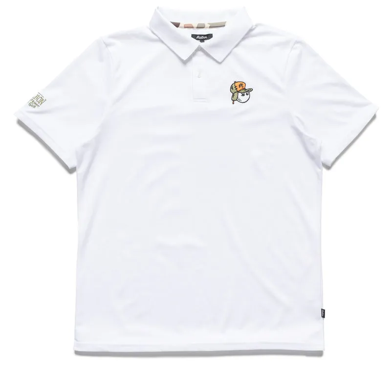 Malbon Golf Fudd Buckets Performance Pique Polo - White Solid Color Matte Look