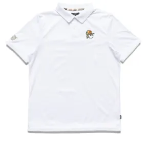 Malbon Golf Fudd Buckets Performance Pique Polo - White Solid Color Matte Look