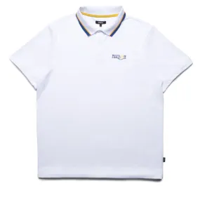 Malbon Golf Grasse Pique Polo - White Geometric Print Athletic Cut