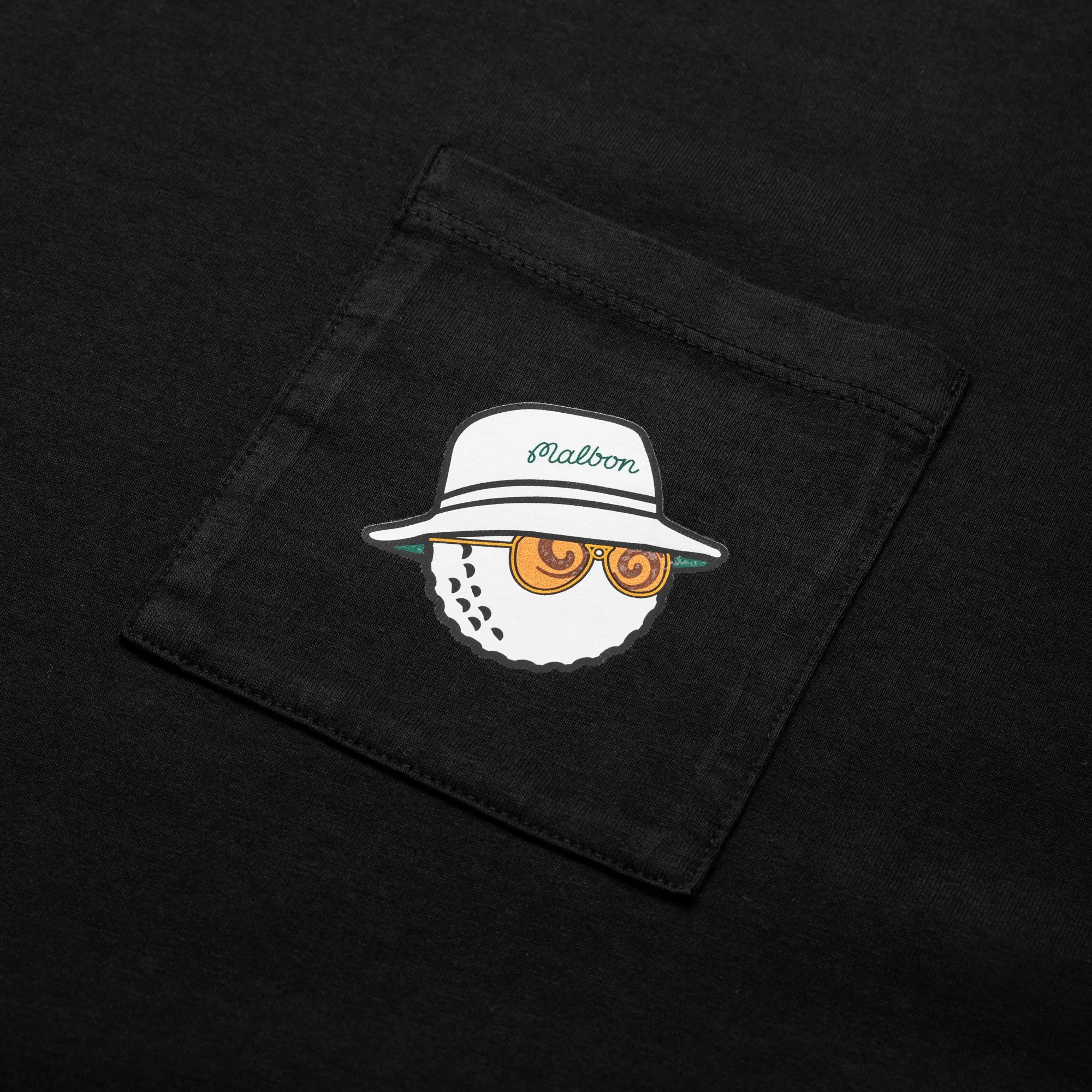 Malbon Golf Pocket Tee - Black V-Neck wide hem