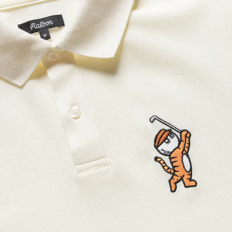 Abstract print Multi Layer Stitching Malbon Golf Tiger Buckets Polo - Natural