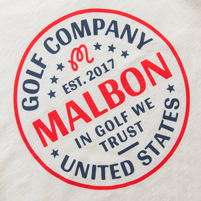Malbon Golf In Golf We Trust Tee - Natural Coastal aesthetic