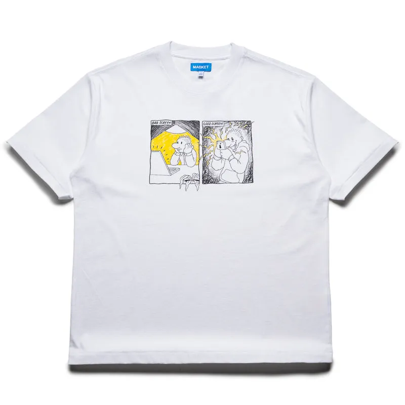 Airflow Enhanced Back Panel Market Good Screen Comic Tee - White
