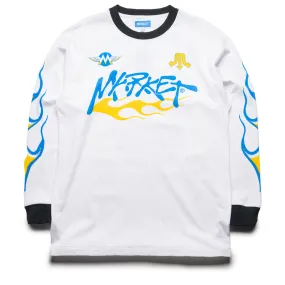 Market Loud Pipes L/S Tee - White Family outing beaded hem
