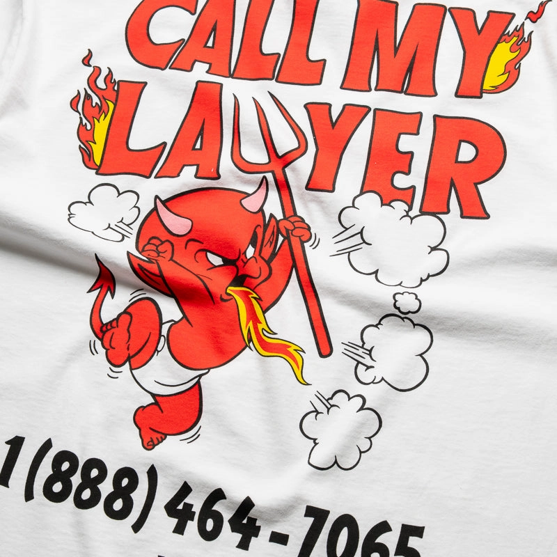jeggings silhouette Quilted Pattern Market x Hot Stuff Call My Lawyer Tee - White