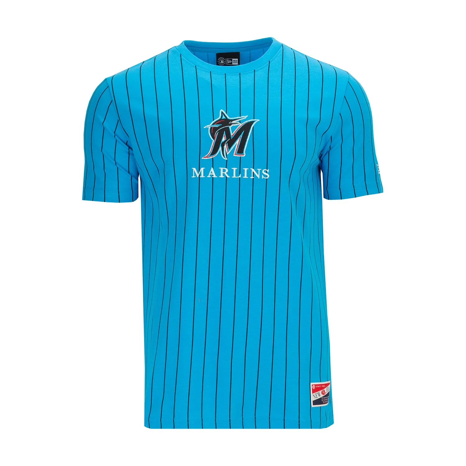 Marlins Team Logo Pinstripe Tee - Mens QuickReleaseClosure