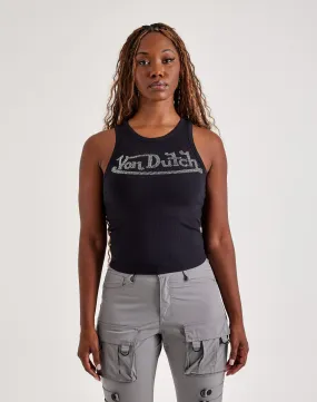 Von Dutch Rhinestone Ribbed Tank Top GridTexture