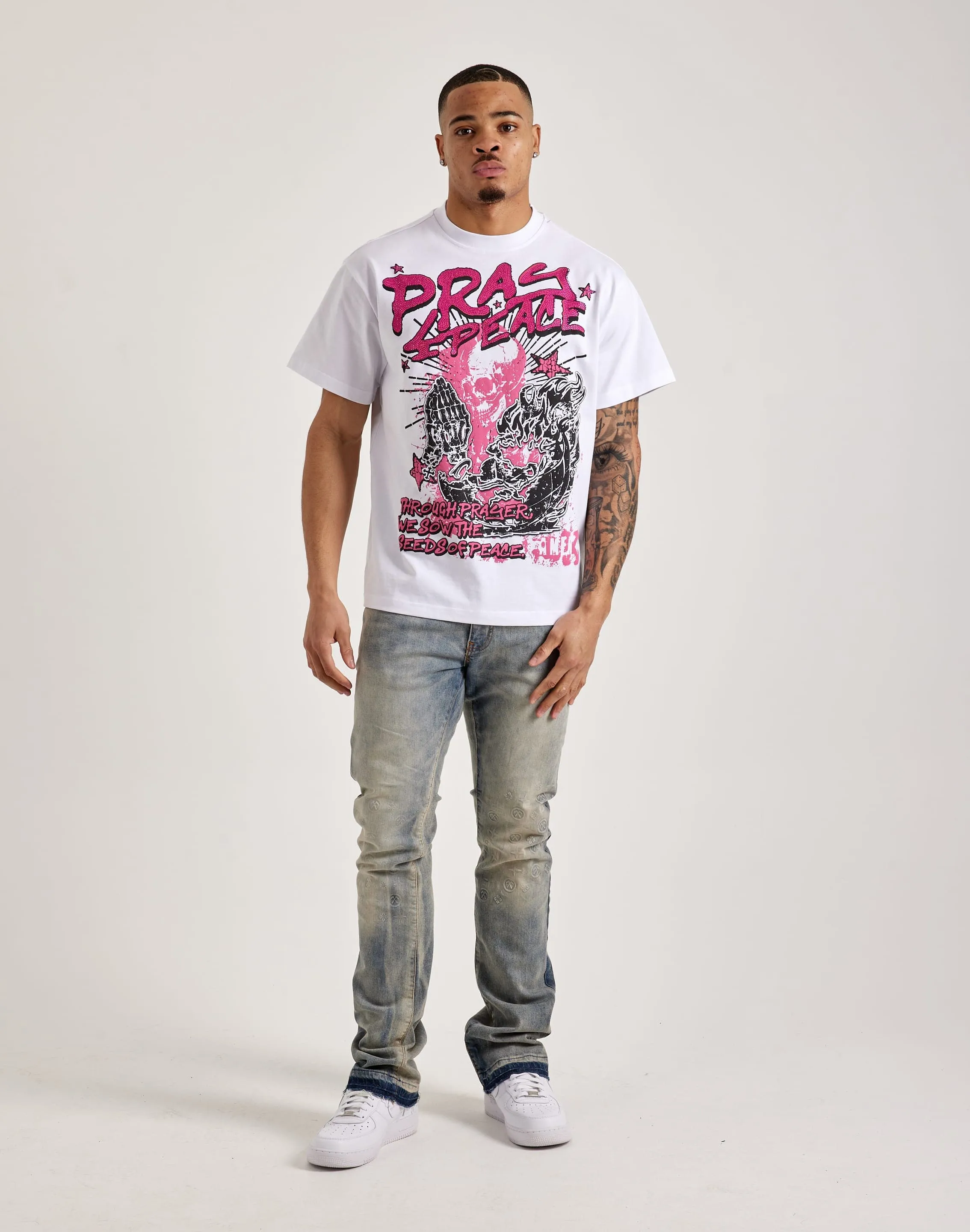 EcoFriendly Dye OdorControl Technology Heads or Tails Pray 4 Peace Tee