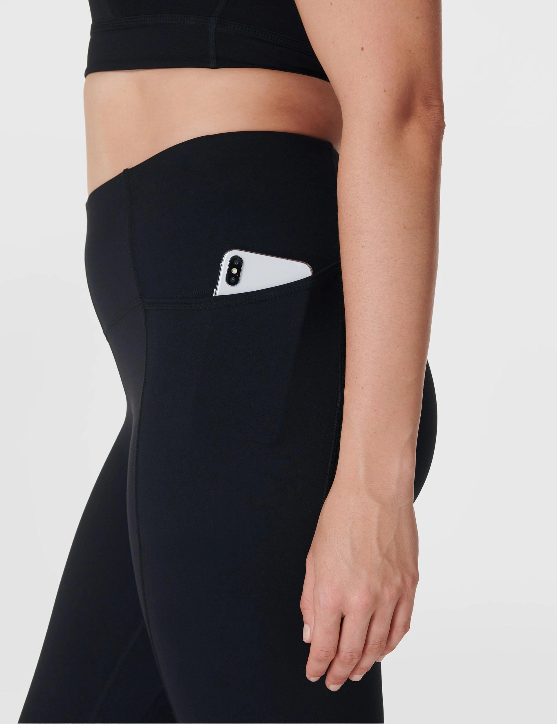 Hiking Trail Mesh Panel Super Soft 7/8 Yoga Leggings - Black