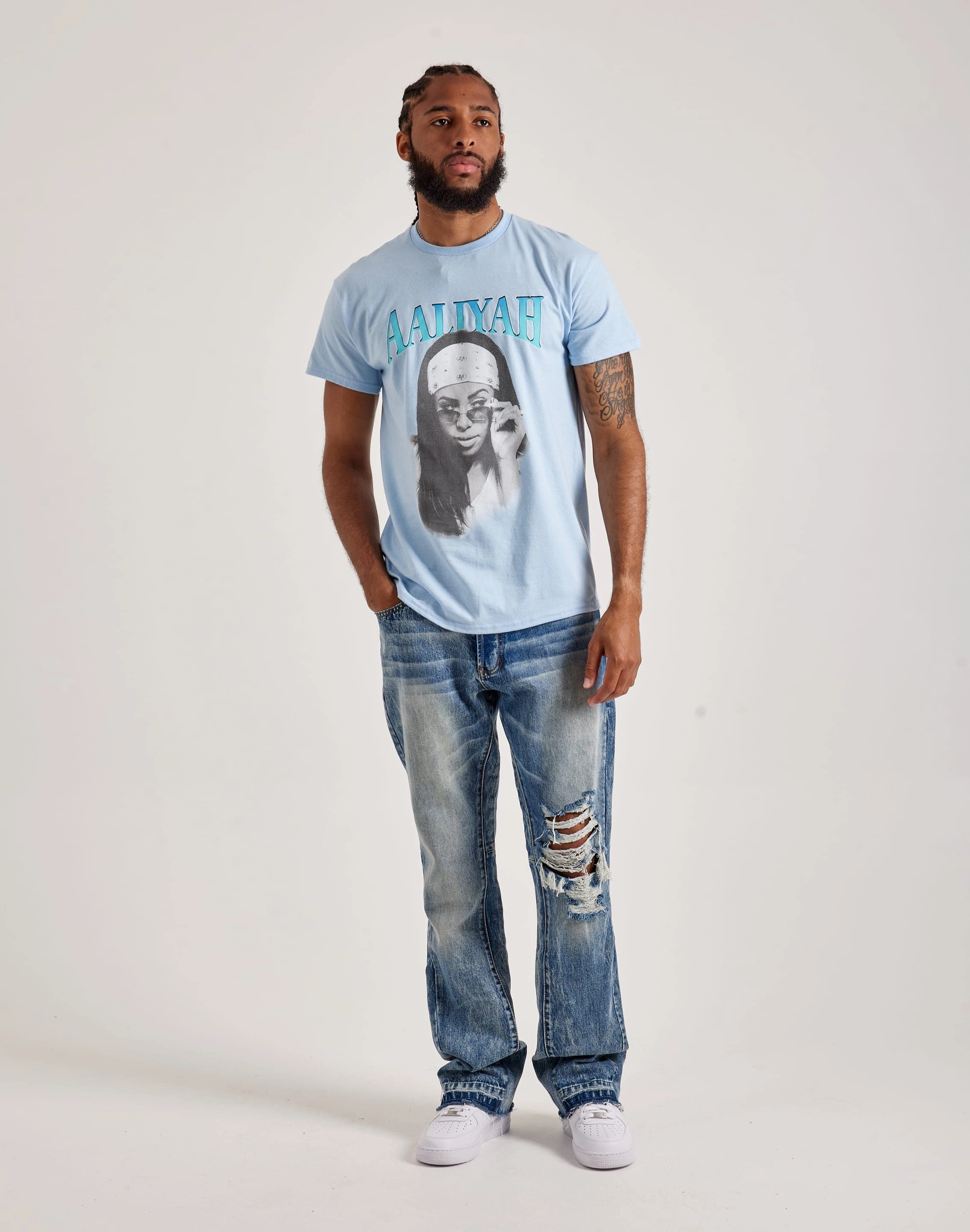 Raw Linen Merch Traffic Aaliyah White Bandana Tee