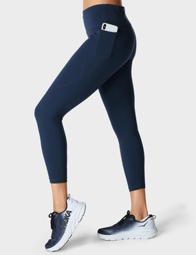 For Teens Skin Friendly Ultra Light Fitness Training Power 7/8 Gym Leggings - Navy Blue
