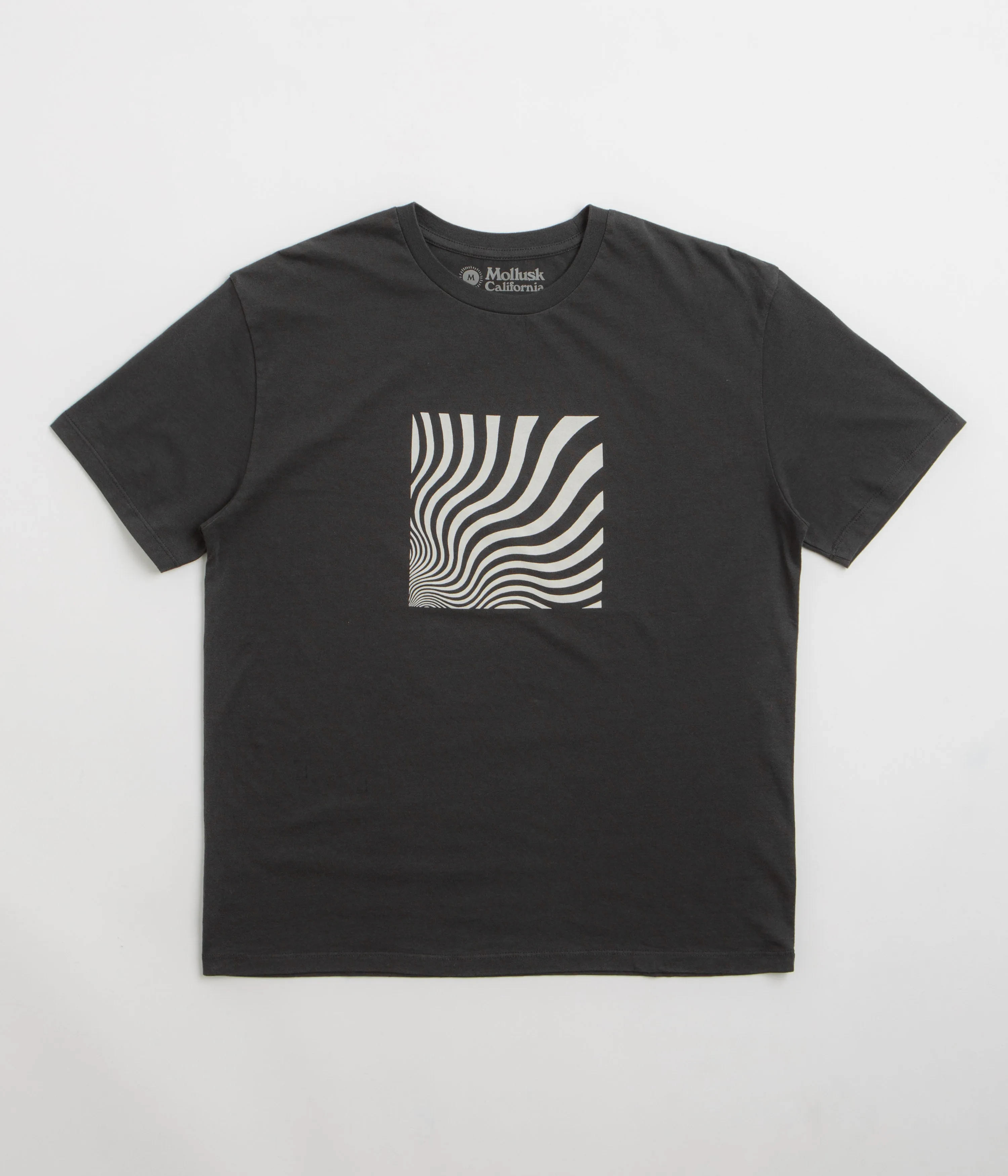camping clothes fishing event Mollusk Optic Wave T-Shirt - Faded Black