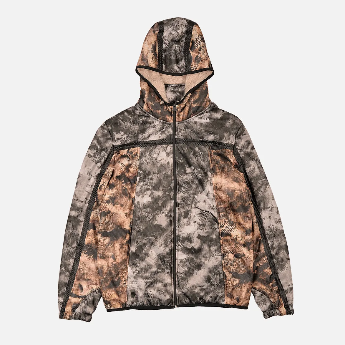 MESH POLAR FLEECE ZIP UP HOODIE - CAMO FlatlockStitching