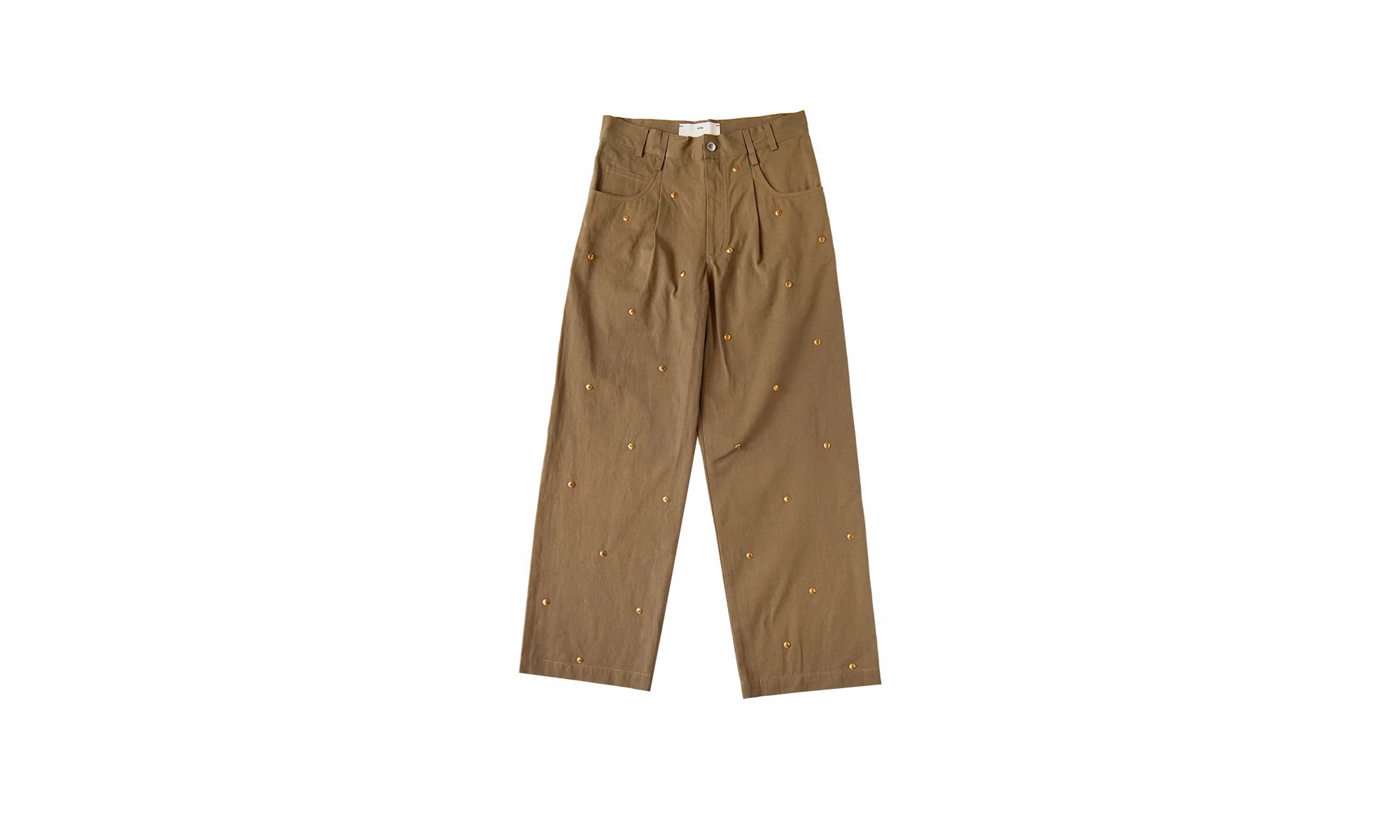 Metal Bead Boyfriend Jeans "Beige" Low Impact Processing Fashion friendly