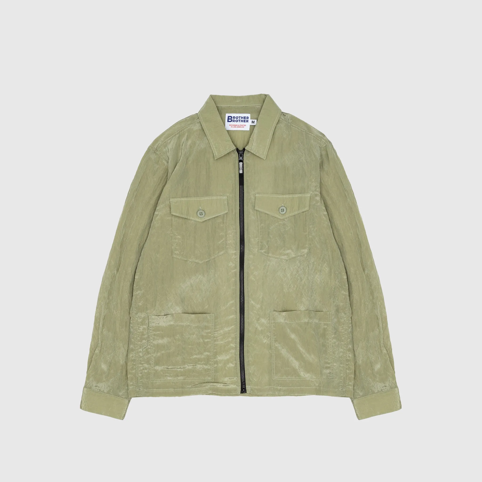 METALLIC NYLON 4 POCKET ZIP SHIRT Party Ready Earthy Palette