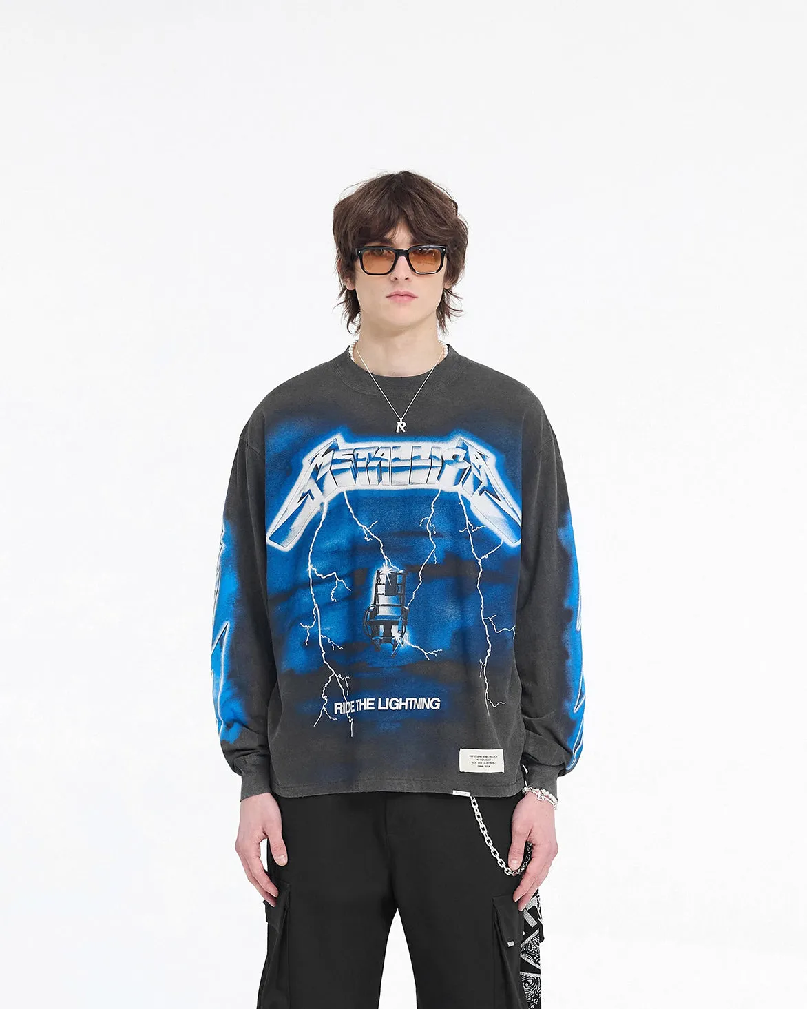 METALLICA RIDE THE LIGHTNING L/S TEE - VINTAGE GREY OdorResistant Material