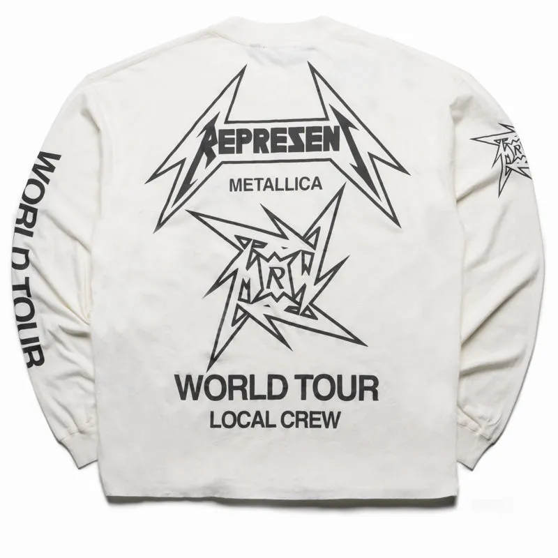 Metallica x Represent Local Crew L/S Tee - Flat White silk shirt