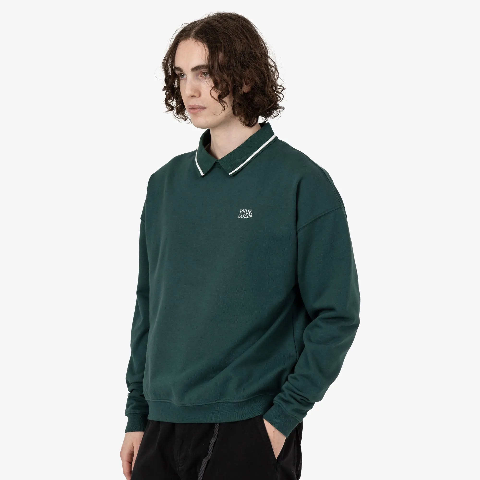 Breathable Tailored Fit Metalwood Phuk Luzin Collared Sweatshirt / Spruce