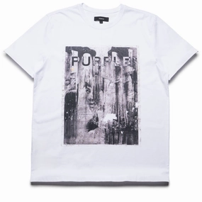 Designer Sustainable Purple Brand Parking Lot Tee - White