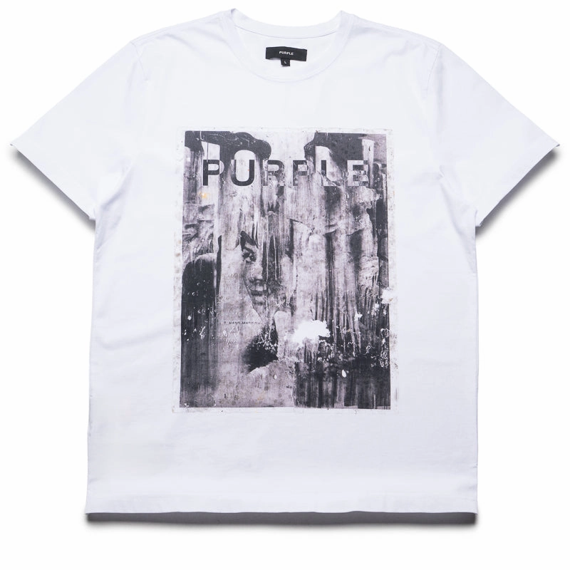 Designer Sustainable Purple Brand Parking Lot Tee - White