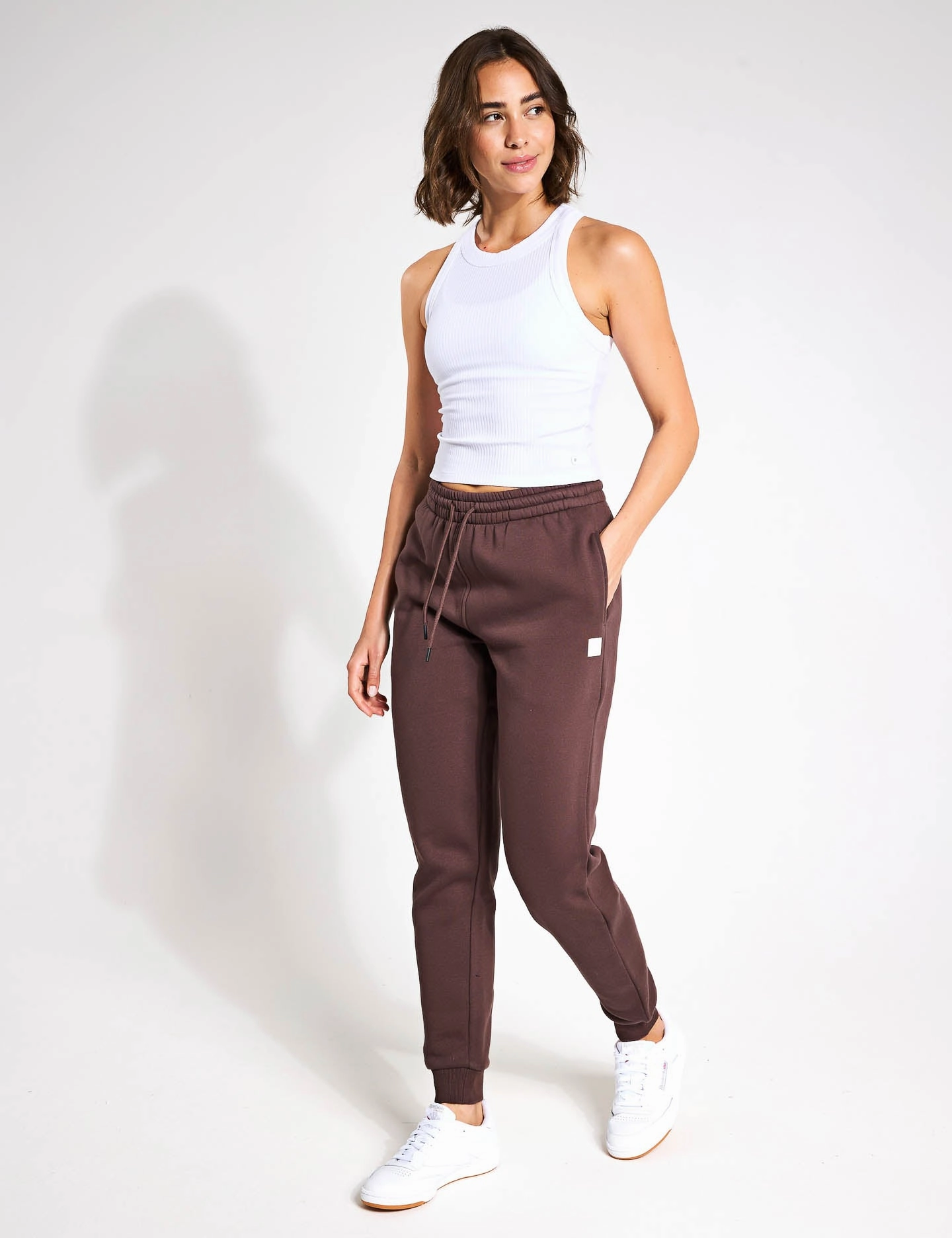 DurableHemline Bonded Seam Reinforcement Millie Slim Fleece Track Pant - Oak