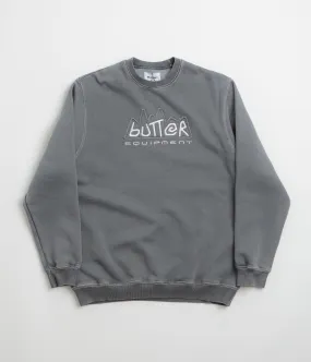 Butter Goods Equipment Applique Crewneck Sweatshirt - Washed Black product low end affordability
