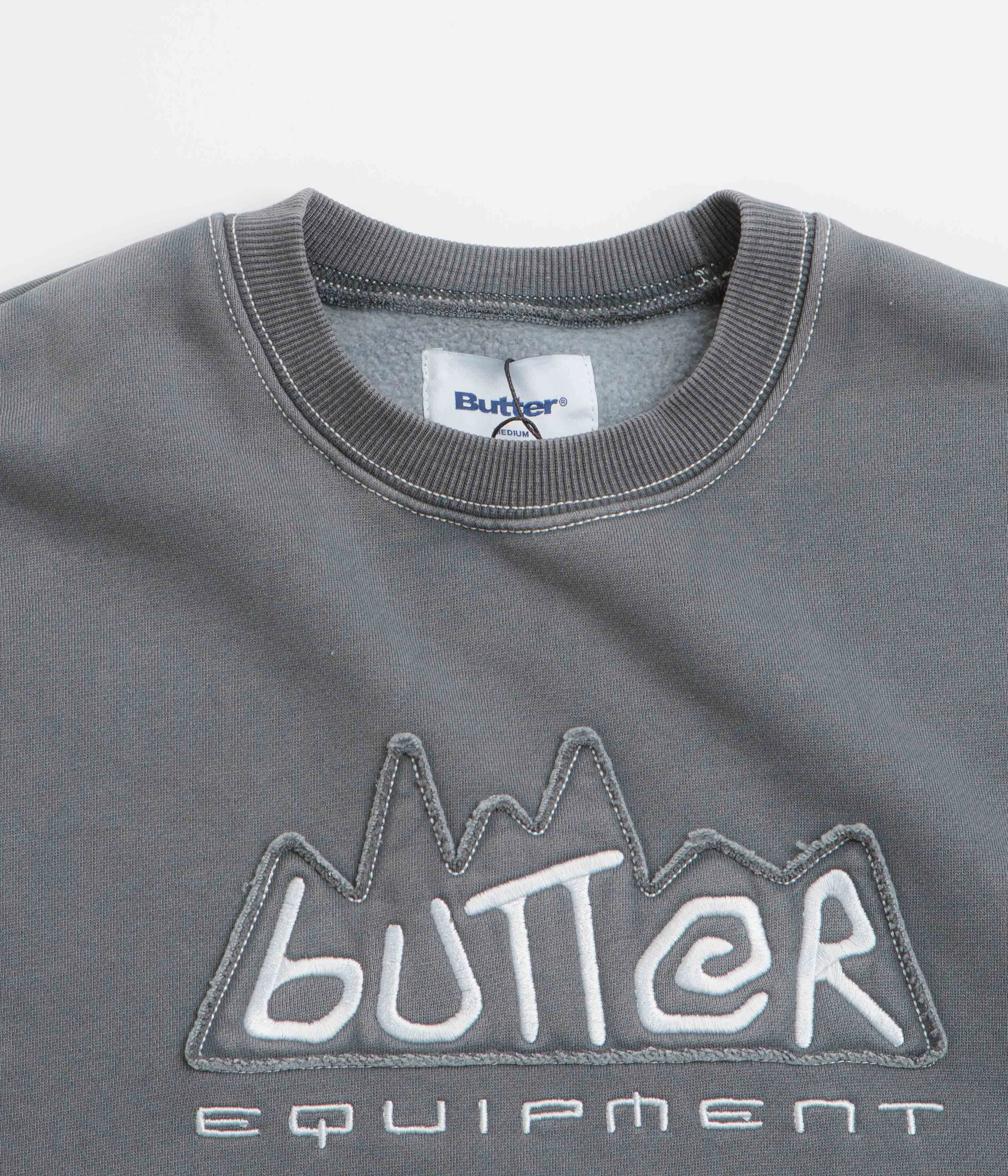 bead accents Butter Goods Equipment Applique Crewneck Sweatshirt - Washed Black