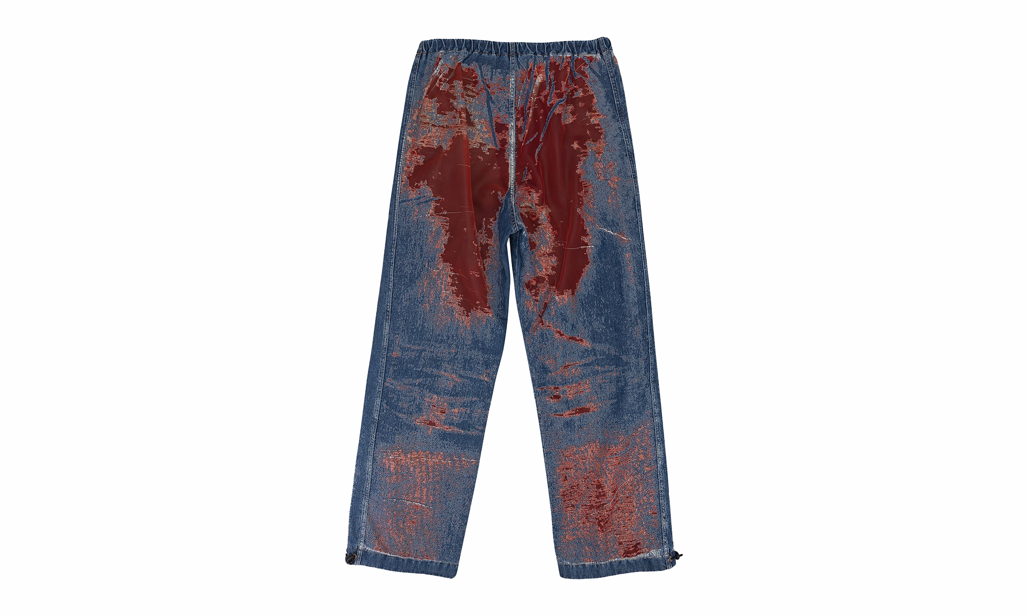 Chill Style Basic Style MIXED FABRIC RELAXED JEANS "RED"