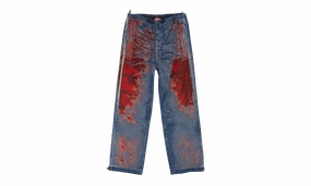 MIXED FABRIC RELAXED JEANS "RED" Ready Choice Pre Shrunk Material