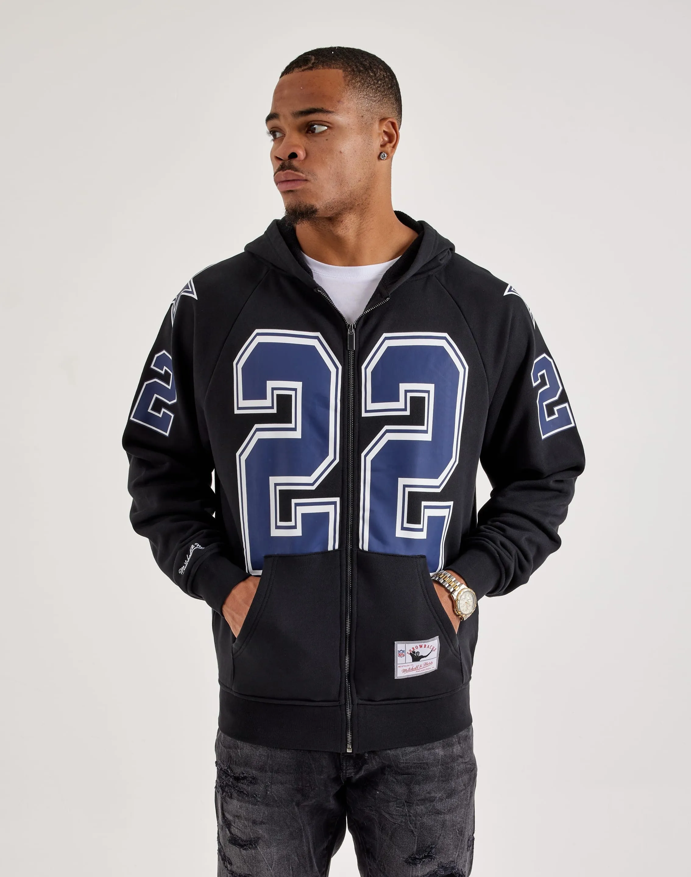 Mitchell & Ness NFL Maxxed Out Raglan Cowboys Emmitt Smith Fleece Hoodie SeamlessTransition