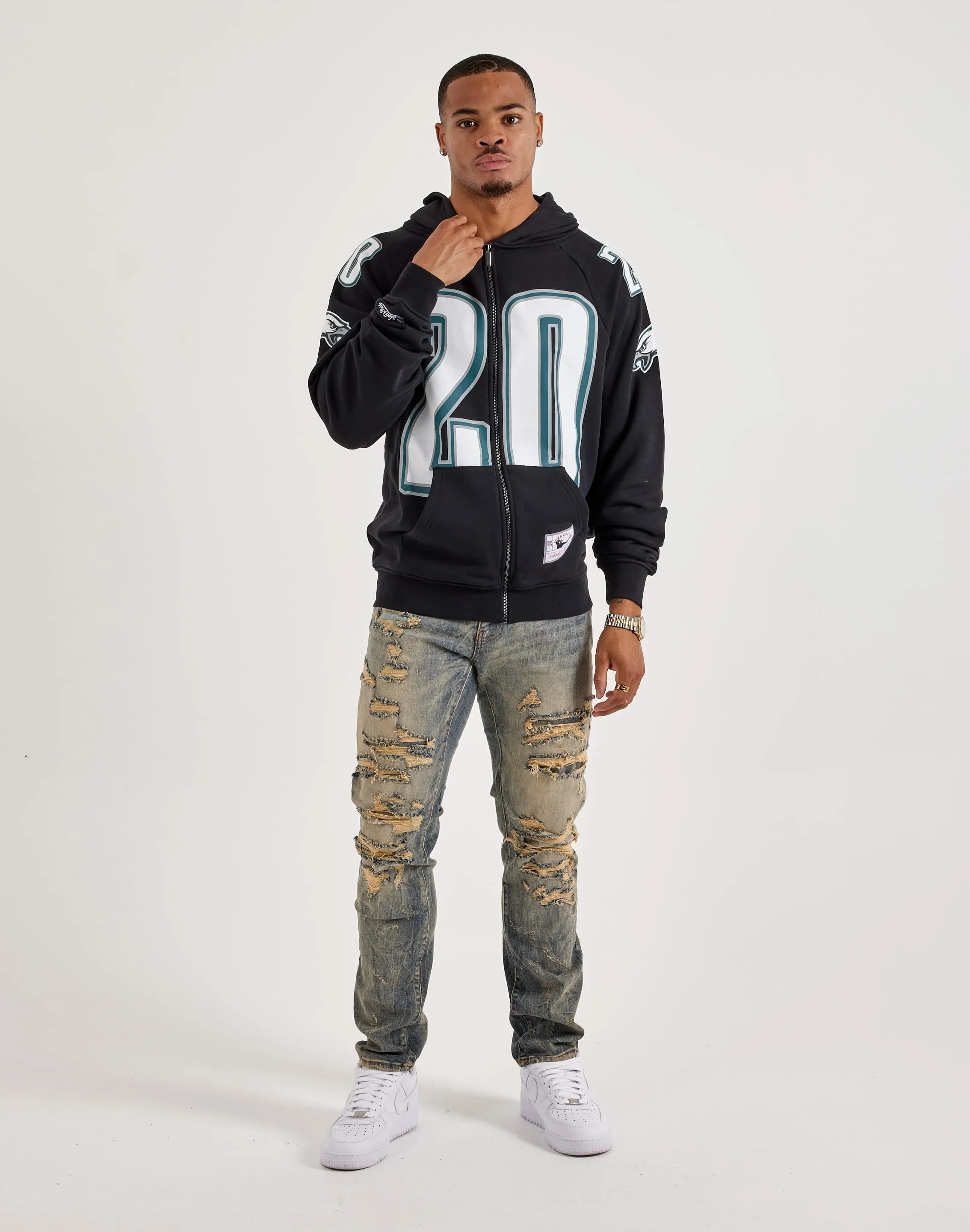 Mitchell & Ness NFL Maxxed Out Raglan Eagles Brian Dawkins Fleece Hoodie Wide Glow