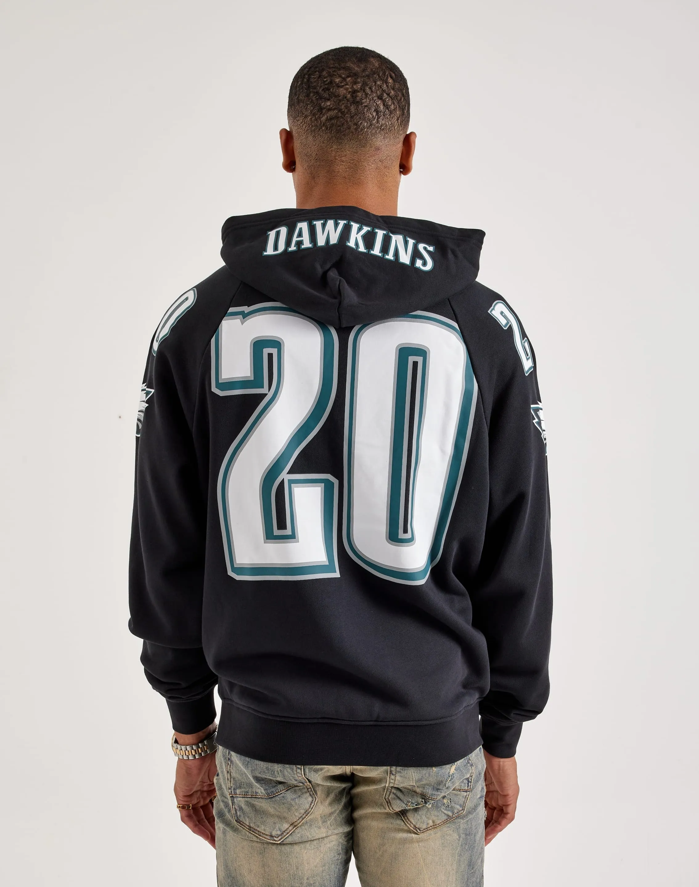 Mitchell & Ness NFL Maxxed Out Raglan Eagles Brian Dawkins Fleece Hoodie Spark Glow