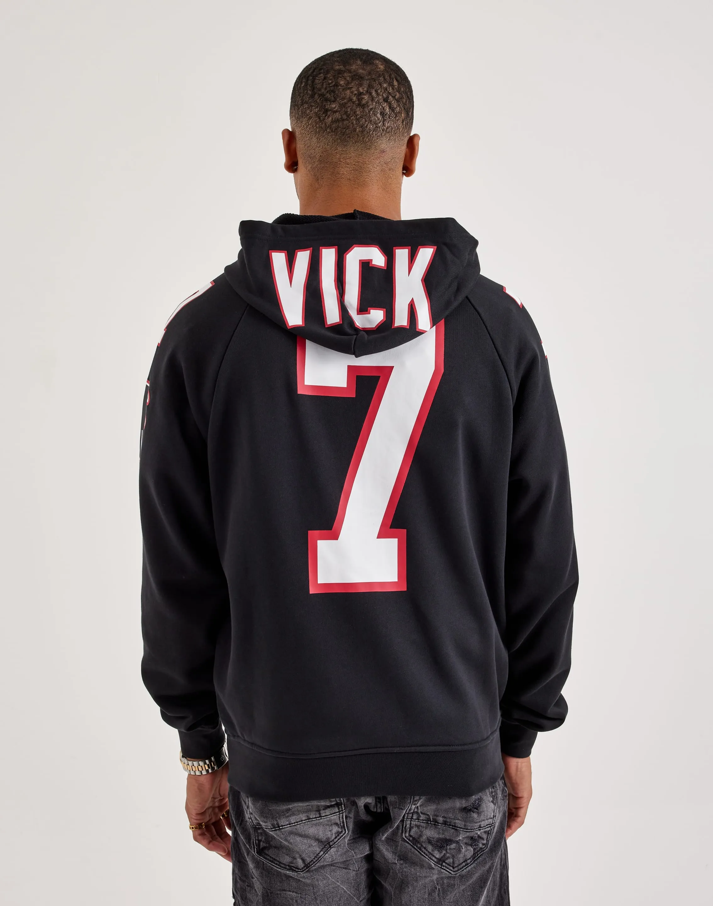 ReflectiveTrimDetails Mitchell & Ness NFL Maxxed Out Raglan Falcons Michael Vick Fleece Hoodie