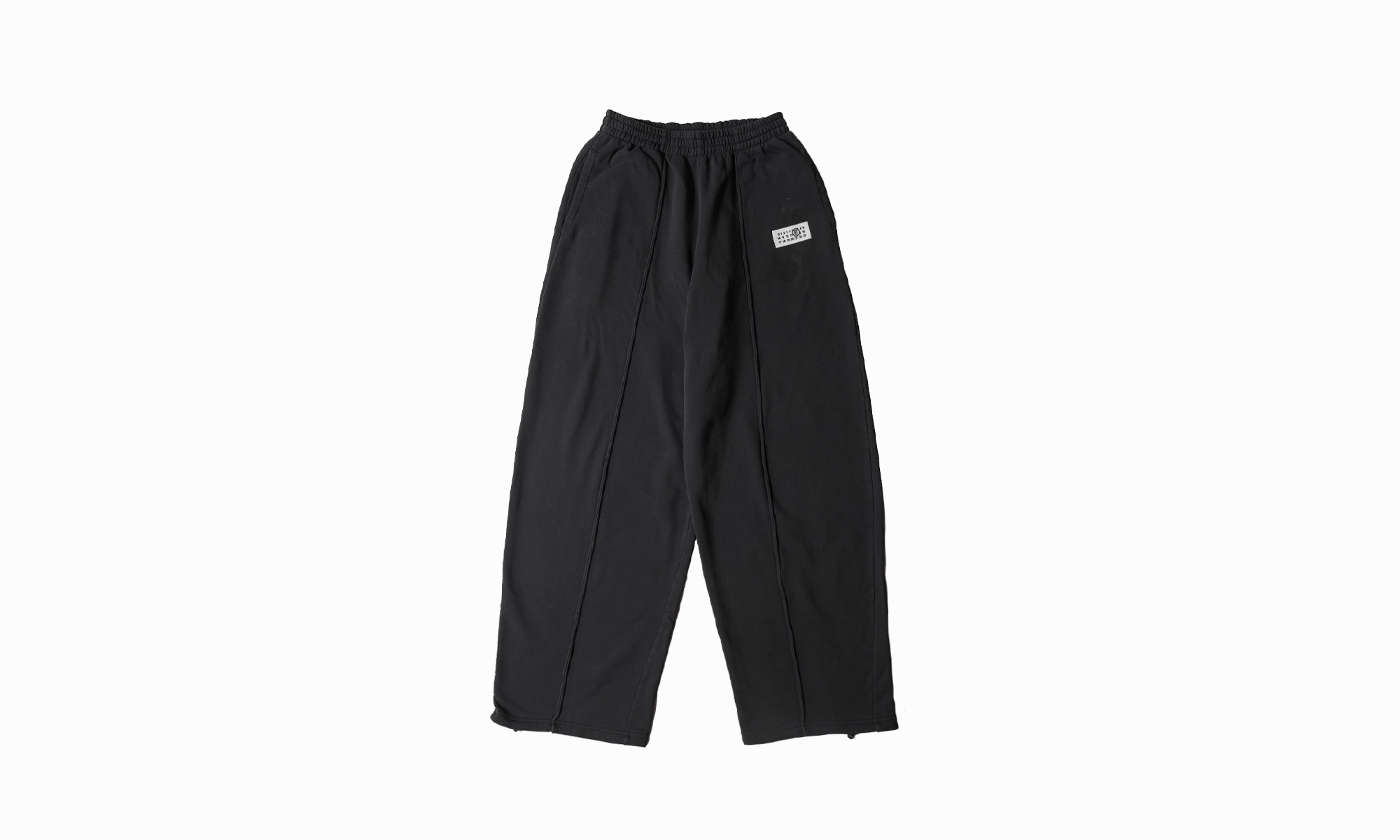 MM6 Wide Leg Sweatpants With Logo Taped "Black"