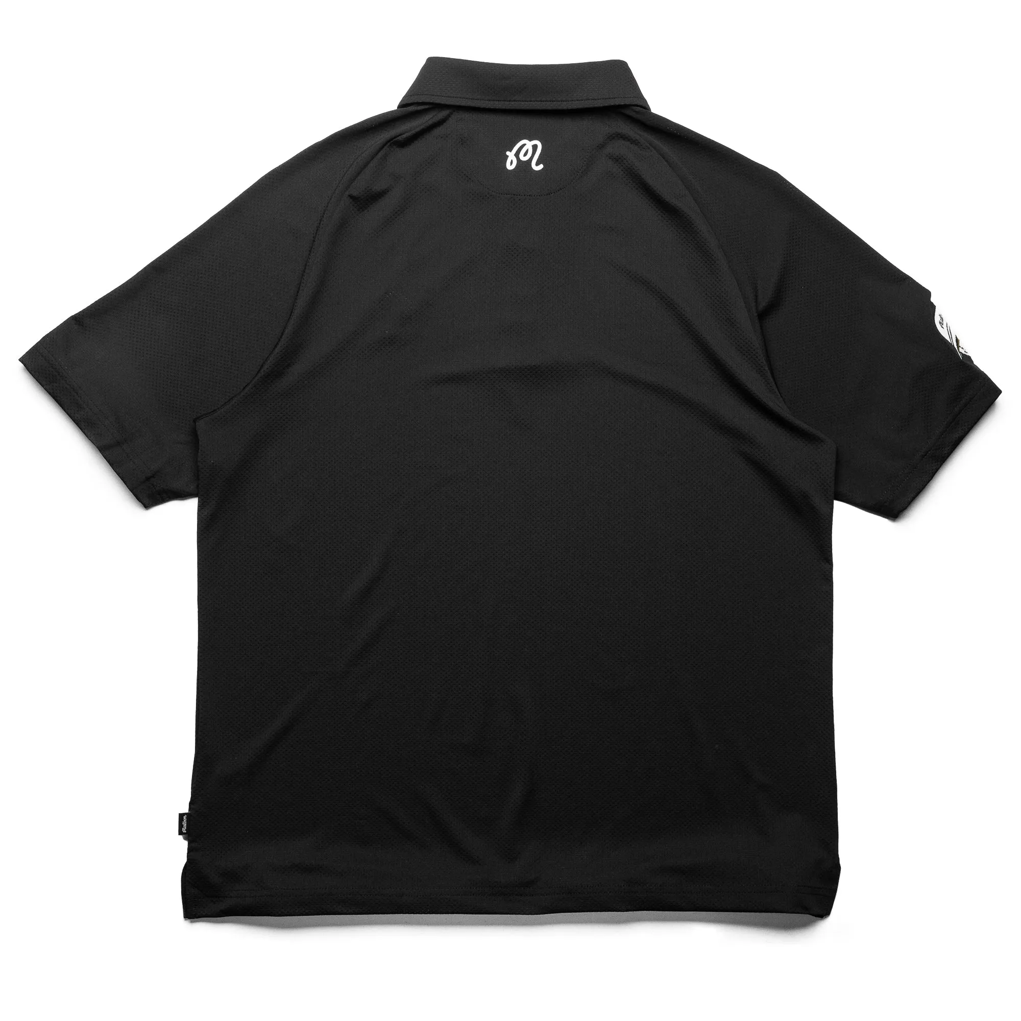 Matte Finish Malbon Golf Raglan Sleeve Mesh Polo - Black