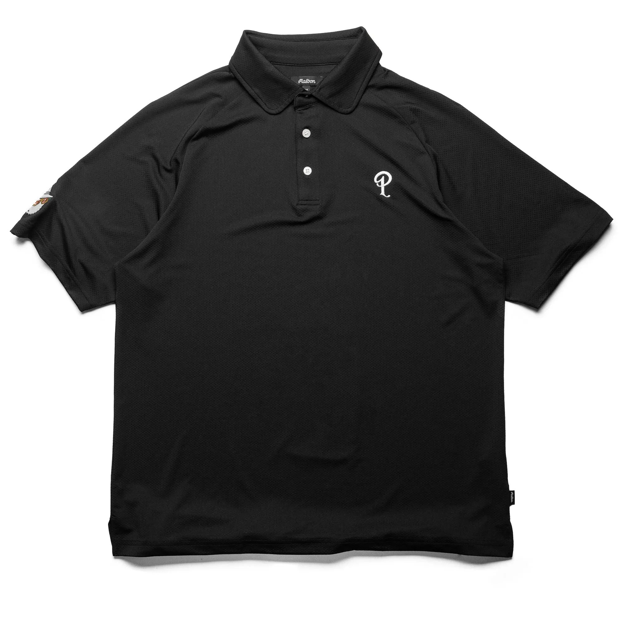 Malbon Golf Raglan Sleeve Mesh Polo - Black Sophisticated Look