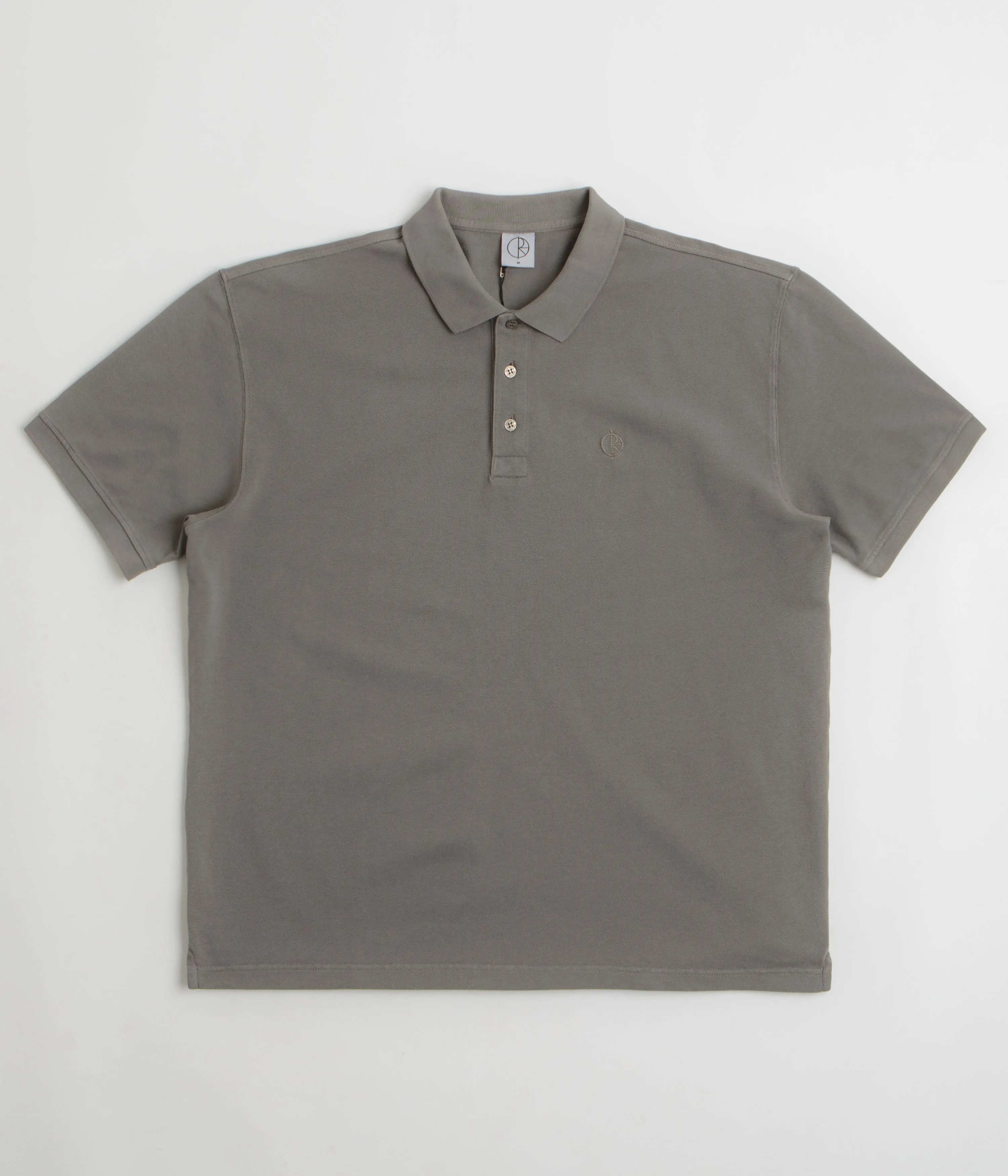 Polar Surf Polo Shirt - Washed Grey Floral Motif Lace Accent