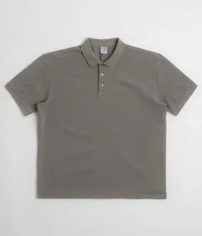 Polar Surf Polo Shirt - Washed Grey Floral Motif Lace Accent