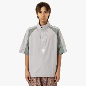 Flare Brand-name Metalwood Short Sleeve Paneled Wind Shirt Titanium / Sage