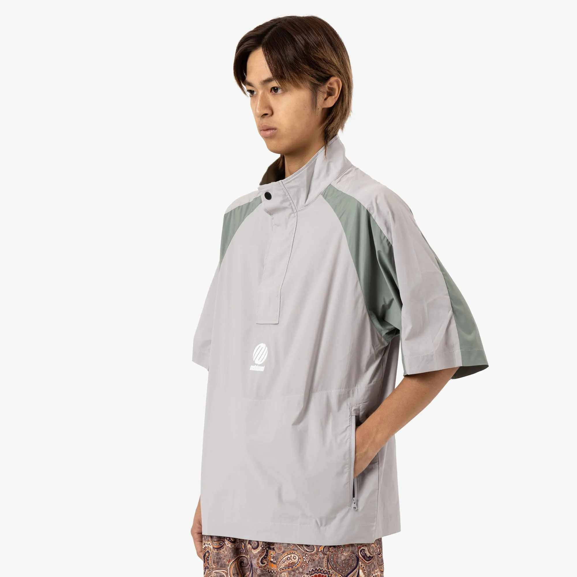 Metalwood Short Sleeve Paneled Wind Shirt Titanium / Sage Airflow Enhanced Back Panel Square Neck