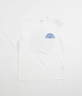 Carhartt Jazzy T-Shirt - White / Blue Iris Ribbed Cuff Details